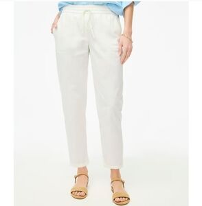 J. Crew Linen Blend Drawstring Pants Beach Resort Vacation Summer White Size 6